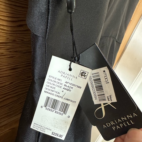 NEW Adrianna Papell Black Mikado Crepe Jumpsuit with Ballgown Overlay NWT size 4 - Picture 6 of 6